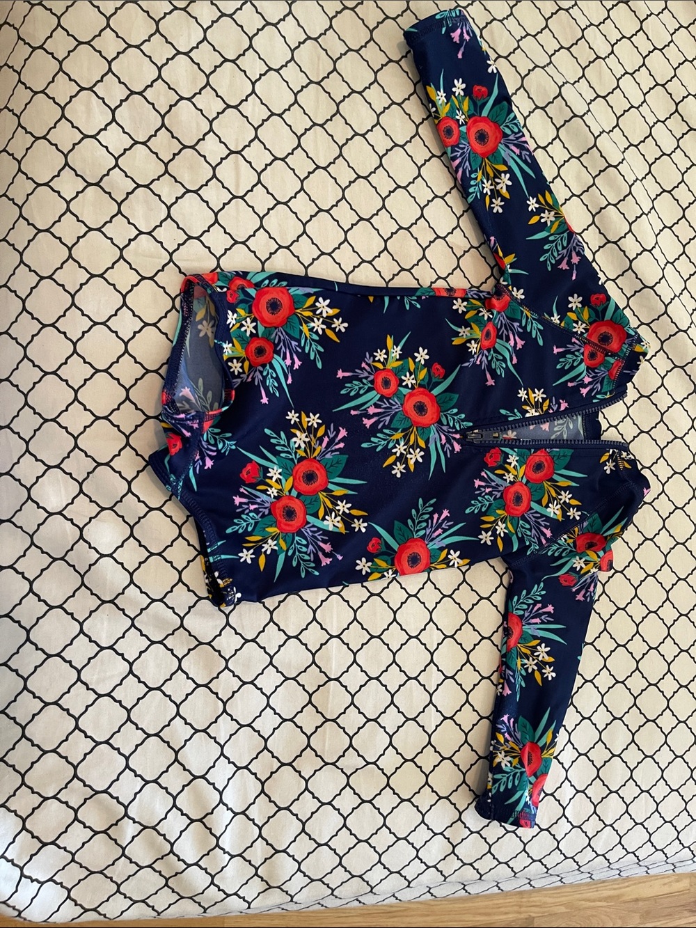 Navy Floral Long Sleeve Swim Jacket
